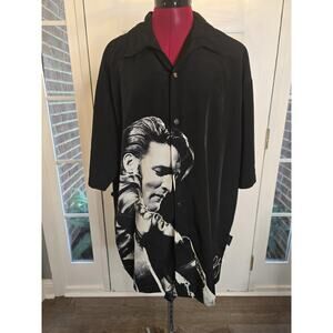 Dragonfly Shirt ELVIS Presley Mens XL Black All Over Bought @ Vegas Airport